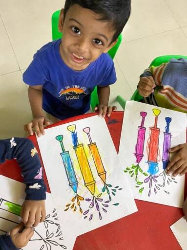 Balvatika Play School Thane West Maharashtra Holi Celebration