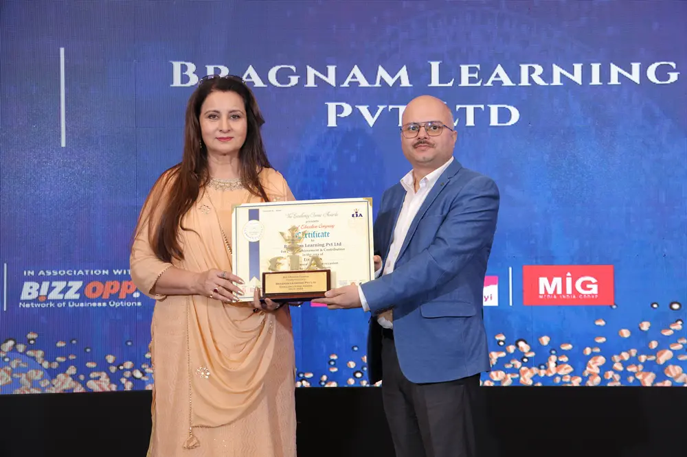 bragman learning private limited honoured as the best education company at a prestigious gala event in delhi